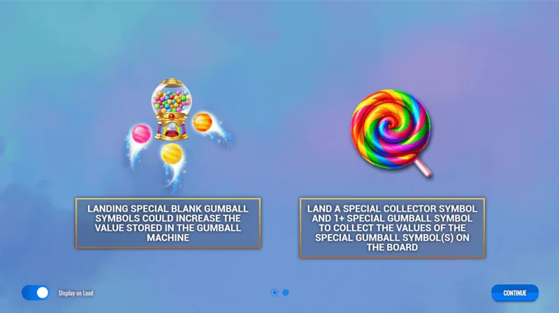 Sweet Candy Cash Stash - hovedmenu og slotindstillinger